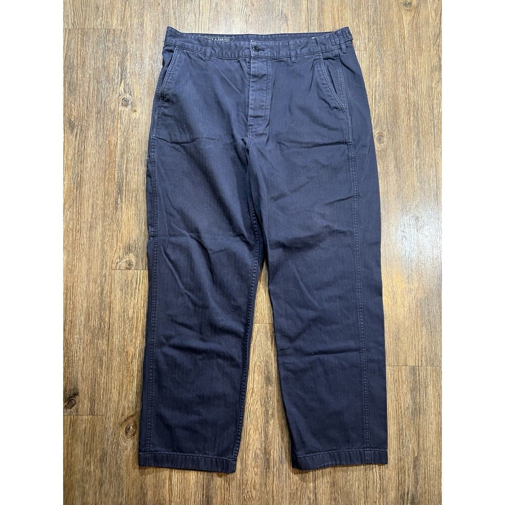 Wallace & Barnes Fatigue Military Camp Pants Men 34x30 Blue Herringbone (34x28)